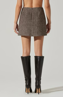 COVINA SKIRT BROWN HERRINGBONE