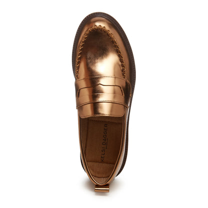 LENS COGNAC METALLIC LOAFERS