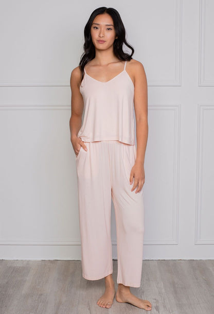 CAMI AND HIGH WAIST CAPRI SET PALE DOGWOOD